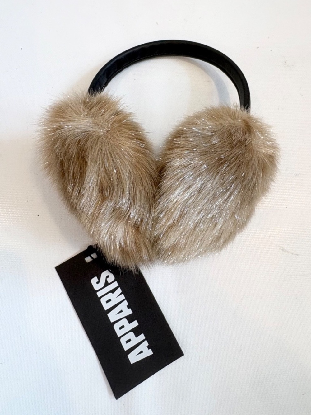 Apparis ESME Tinsel Faux Fur Mink Ear Muffs NWT